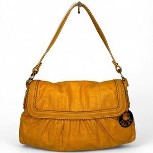 FENDI Chef Small Orange Perforated FF Zucca Calfskin Shoulder Bag